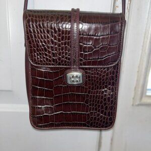 BRIGHTON One World - Smooth & Croc Embossed Leather - Crossbody Bag GORGEOUS